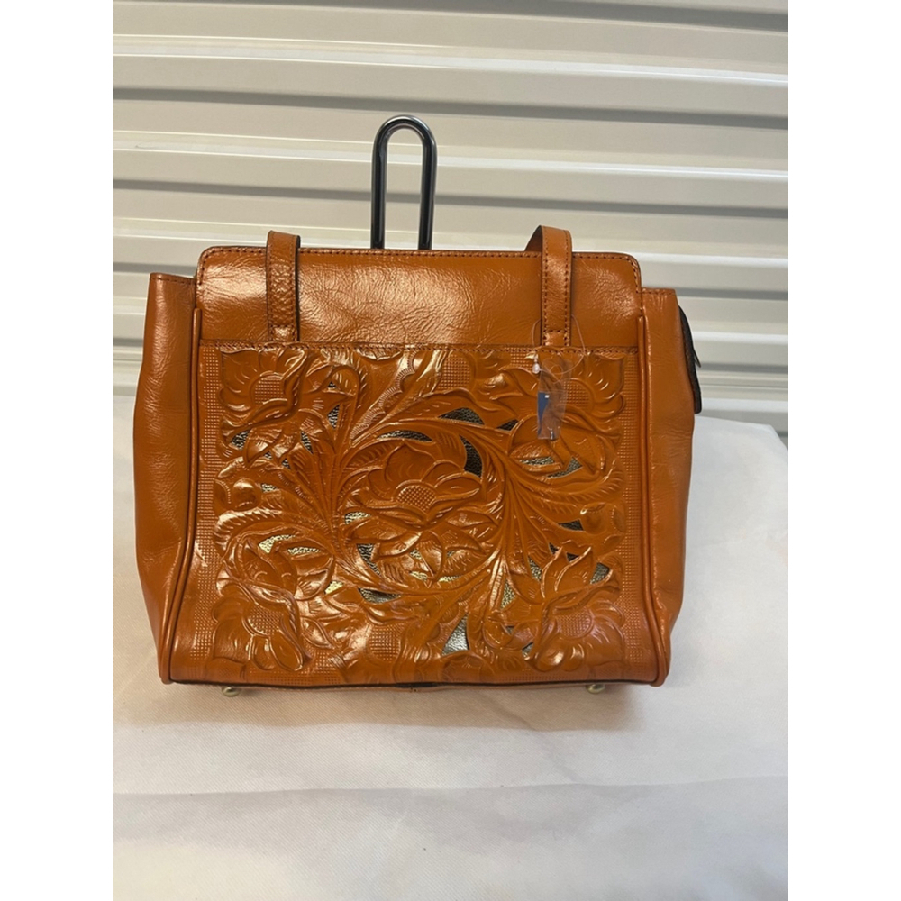NWT Patricia Nash Rosedale Large Leather Tote Shoulder Bag Orange